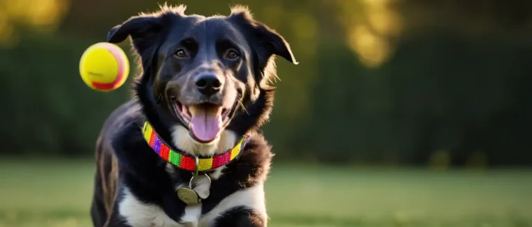 un chien joue a la balle