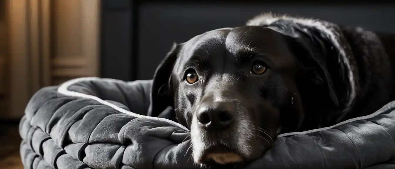 un vieux chien dans un panier